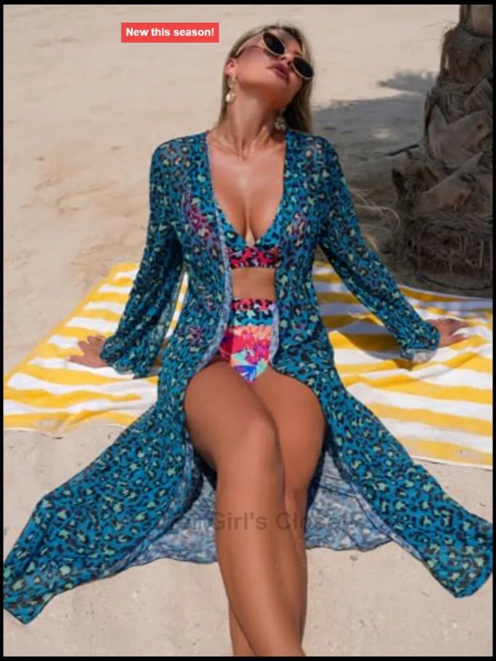 3 Piece Bikini Set with Cover Up Dress Floral Print Adjustable Straps Swimsuit